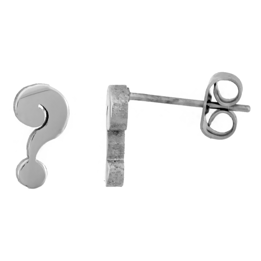 Sabrina Silver Small Stainless Steel Question Mark Stud Earrings, 3/8 inch High at Sears.com