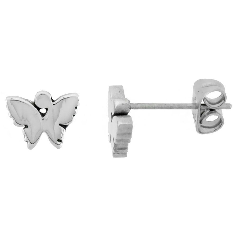Sabrina Silver Small Stainless Steel Butterfly Stud Earrings, 1/4 inch high at Sears.com