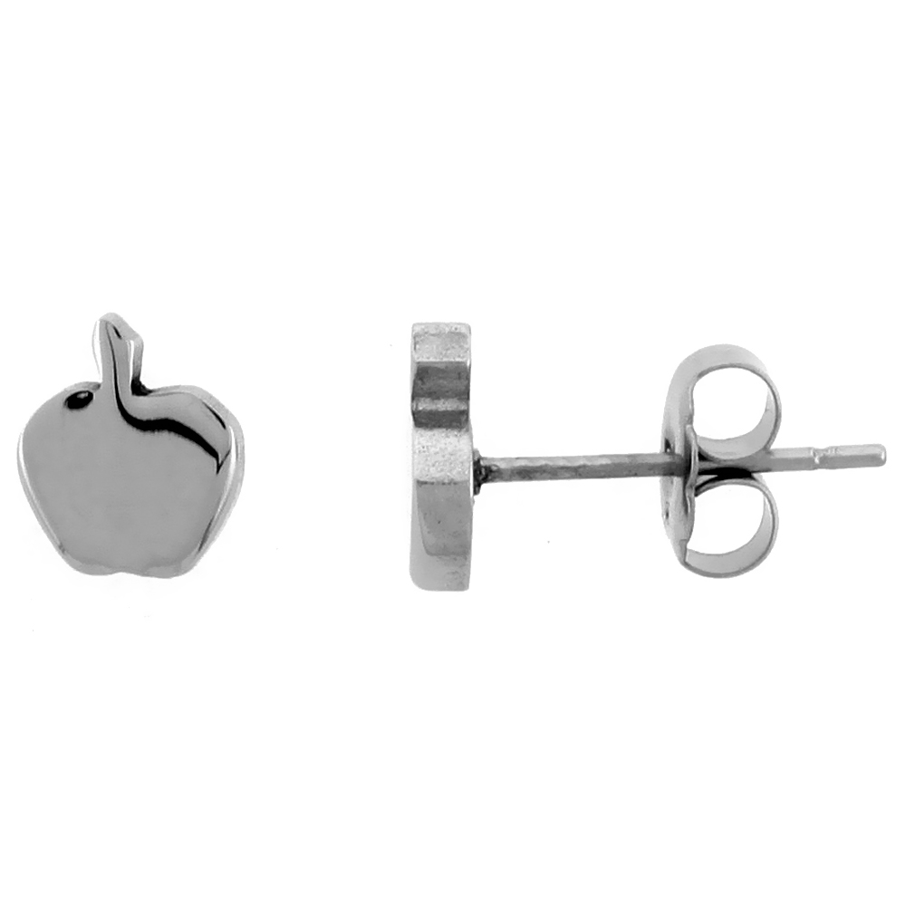 Sabrina Silver Small Stainless Steel Apple Stud Earrings, 3/8 inch high at Sears.com