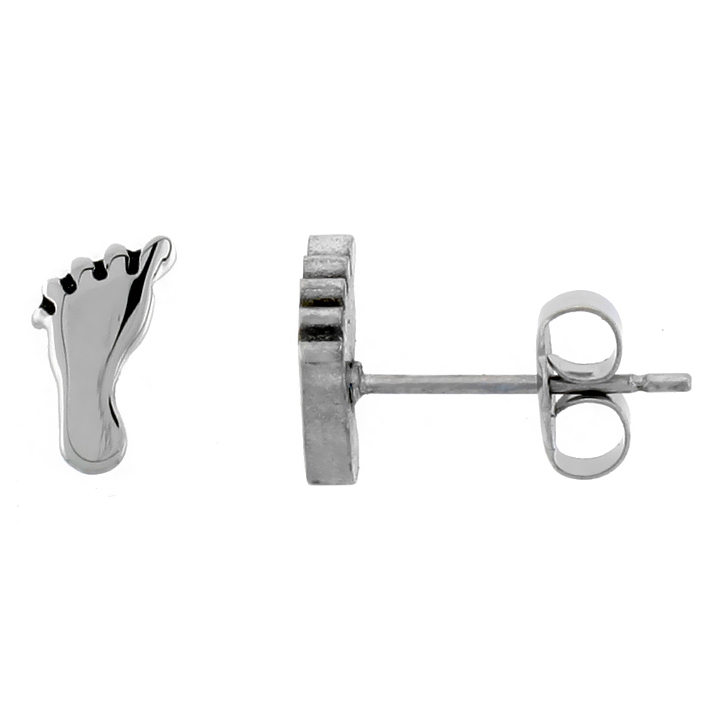Sabrina Silver Small Stainless Steel Footprint Stud Earrings, 3/8 inch high at Sears.com