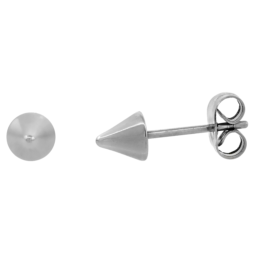 Sabrina Silver Stainless Steel Tiny Cone Spike Stud Earrings 3/16 inch Round at Sears.com