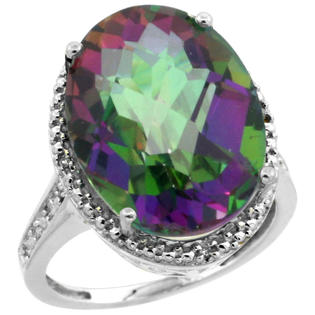 Sabrina Silver 10k White Gold Diamond Mystic Topaz Ring 13.56 Carat Oval Shape 18x13 mm, 3/4 inch (20mm) wide, sizes ... Sabrina Silver 10k White Gold Diamond Mystic Topaz Ring 13.56 Carat Oval Shape 18x13 mm, 3/4 inch (20mm) wide, sizes ...