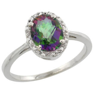 Sabrina Silver 10k White Gold Diamond Halo Mystic Topaz Ring 1.2 ct Oval Stone 8x6 mm, 1/2 inch wide, sizes ... Sabrina Silver 10k White Gold Diamond Halo Mystic Topaz Ring 1.2 ct Oval Stone 8x6 mm, 1/2 inch wide, sizes ...