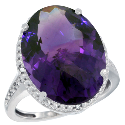 Sabrina Silver 14k White Gold Diamond Amethyst Ring 13.56 Carat Oval Shape 18x13 mm, 3/4 inch (20mm) wide, size 5.5 at Sears.com
