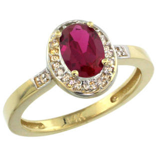 Sabrina Silver 14k Yellow Gold Diamond Ruby Ring 1 ct 7x5 Stone 1/2 inch wide, sizes 5-10 Sabrina Silver 14k Yellow Gold Diamond Ruby Ring 1 ct 7x5 Stone 1/2 inch wide, sizes 5-10