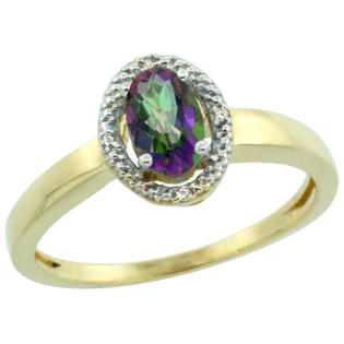 Sabrina Silver 10k Yellow Gold Diamond Halo Mystic Topaz Ring 0.75 Carat Oval Shape 6X4 mm, 3/8 inch (9mm) wide, sizes 5-10 ... Sabrina Silver 10k Yellow Gold Diamond Halo Mystic Topaz Ring 0.75 Carat Oval Shape 6X4 mm, 3/8 inch (9mm) wide, sizes 5-10 ...