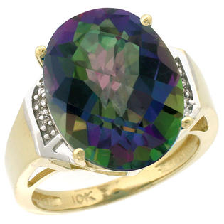 Sabrina Silver 10k Yellow Gold Diamond Mystic Topaz Ring 9.7 ct Large Oval Stone 16x12 mm, 5/8 in wide, sizes ... Sabrina Silver 10k Yellow Gold Diamond Mystic Topaz Ring 9.7 ct Large Oval Stone 16x12 mm, 5/8 in wide, sizes ...