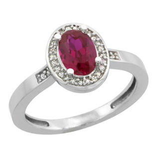 Sabrina Silver 10k White Gold Diamond High Quality Ruby Ring 1 ct 7x5 Stone 1/2 inch wide, sizes 5-10 Sabrina Silver 10k White Gold Diamond High Quality Ruby Ring 1 ct 7x5 Stone 1/2 inch wide, sizes 5-10