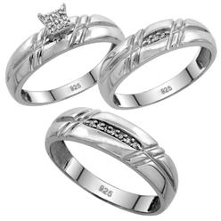 sabrina silver sterling silver diamond trio wedding ring set his 6mm hers 55mm rhodium - Wedding Ring Trios sabrina silver sterling silver diamond trio wedding ring set his 6mm hers 55mm rhodium - Wedding Ring Trios