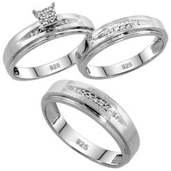 sabrina silver sterling silver diamond trio wedding ring set his 6mm hers 5mm rhodium finish - Wedding Ring Trio Sets sabrina silver sterling silver diamond trio wedding ring set his 6mm hers 5mm rhodium finish - Wedding Ring Trio Sets