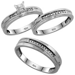 sabrina silver sterling silver diamond trio wedding ring set his 5mm hers 35mm rhodium - Wedding Rings Sets His And Hers sabrina silver sterling silver diamond trio wedding ring set his 5mm hers 35mm rhodium - Wedding Rings Sets His And Hers