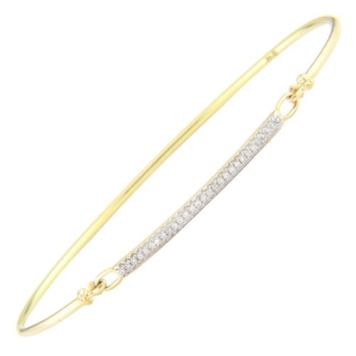 14 KT Gold diamond bar bracelet 7 inches.
