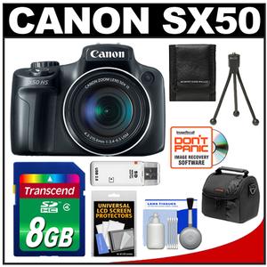 Canon PowerShot SX50 HS Digital Camera (Black) with 8GB Card + Case + Tripod + Accessory Kit at Sears.com
