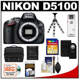 Nikon D5100 Digital SLR Camera Body - Factory Refurbished with 32GB Card + Remote + Case + Flex Tripod + Accessory Kit at Sears.com