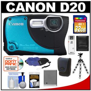 Canon PowerShot D20 Shock + Waterproof GPS Digital Camera with 32GB Card + Case + Battery + Tripod + Float Strap + Accessory Kit at Sears.com