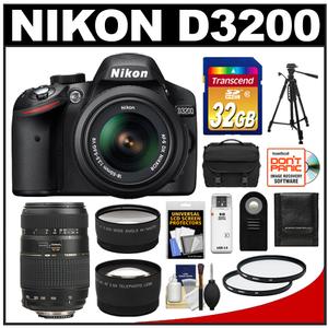 Nikon D3200 Camera + 18-55 VR DX AF-S Lens  -Factory Refurbished + Tamron 70-300 Lens + 32GB + Case + Tripod + 2 Lens Set + Acc Kit at Sears.com
