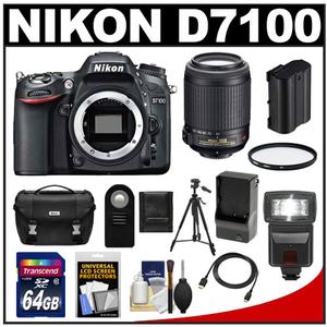 Nikon D7100 Digital SLR Camera Body with 55-200mm Lens + 64GB Card + Battery + Case + Flash + Filter + Tripod + Accessory Kit at Sears.com
