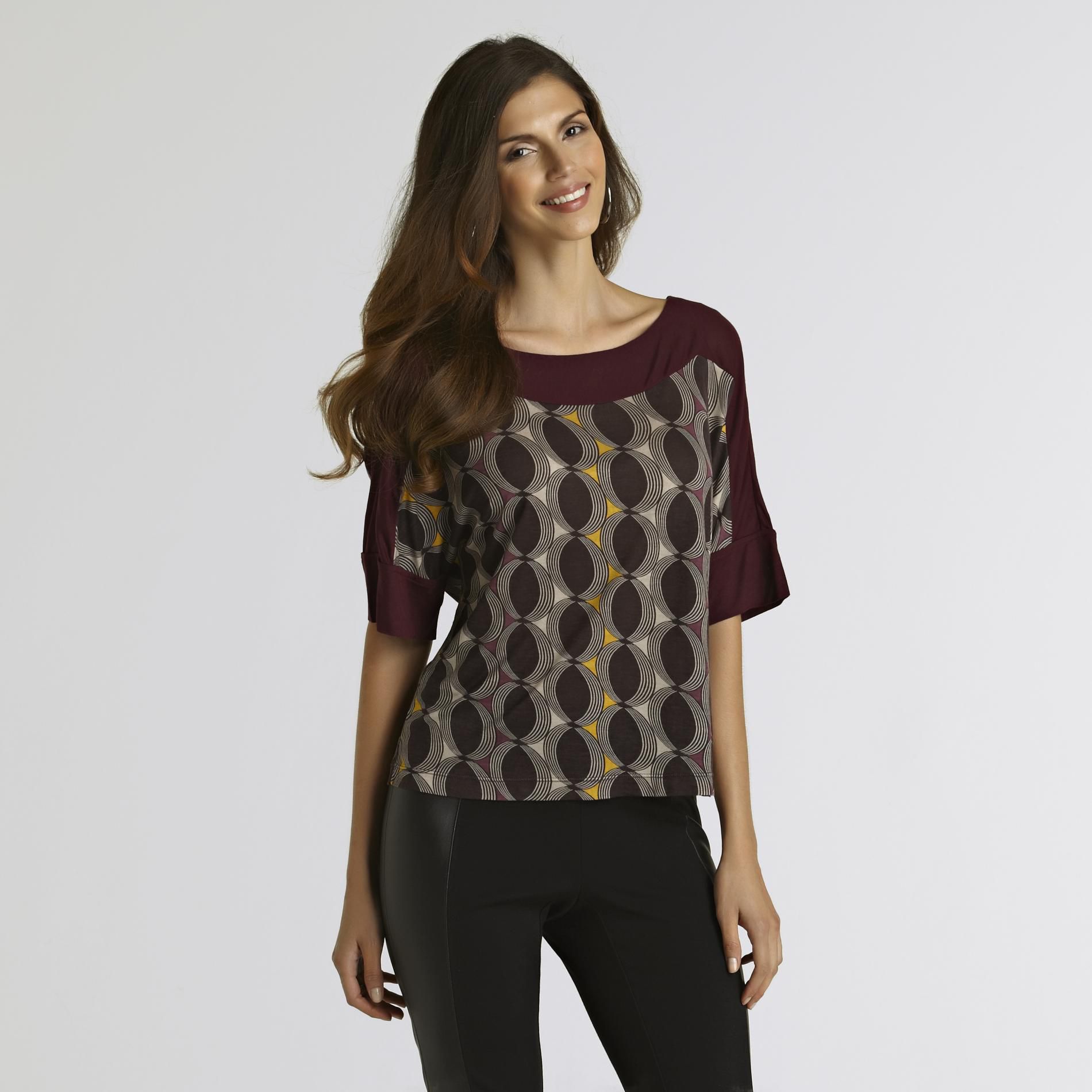 UK Style by French Connection Women s Knit Top Geometric Ovals at Sears.com
