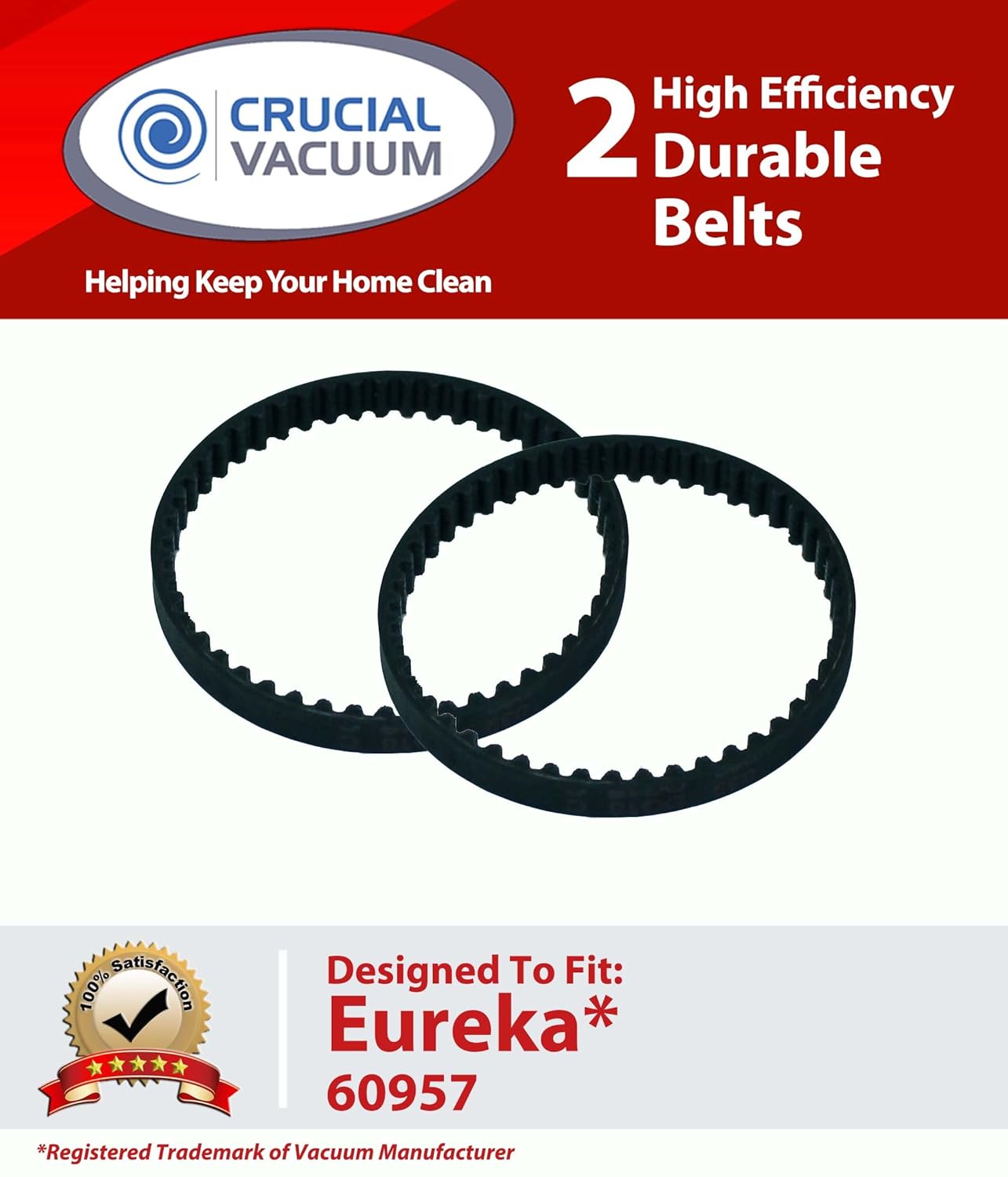 Crucial Vacuum 2 Eureka 60957 Belts; Fits Eureka Hand-Held Vacuum; Part # 60957; Designed & Engineered by Crucial Vacuum at Sears.com