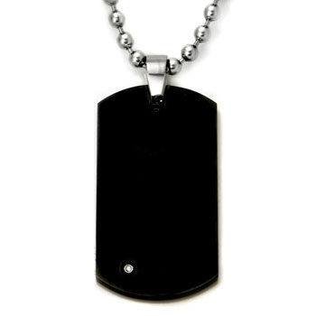 Titanium Kay Black Tungsten Diamond Engravable Dog Tag Pendant w/ Bead Chain at Sears.com