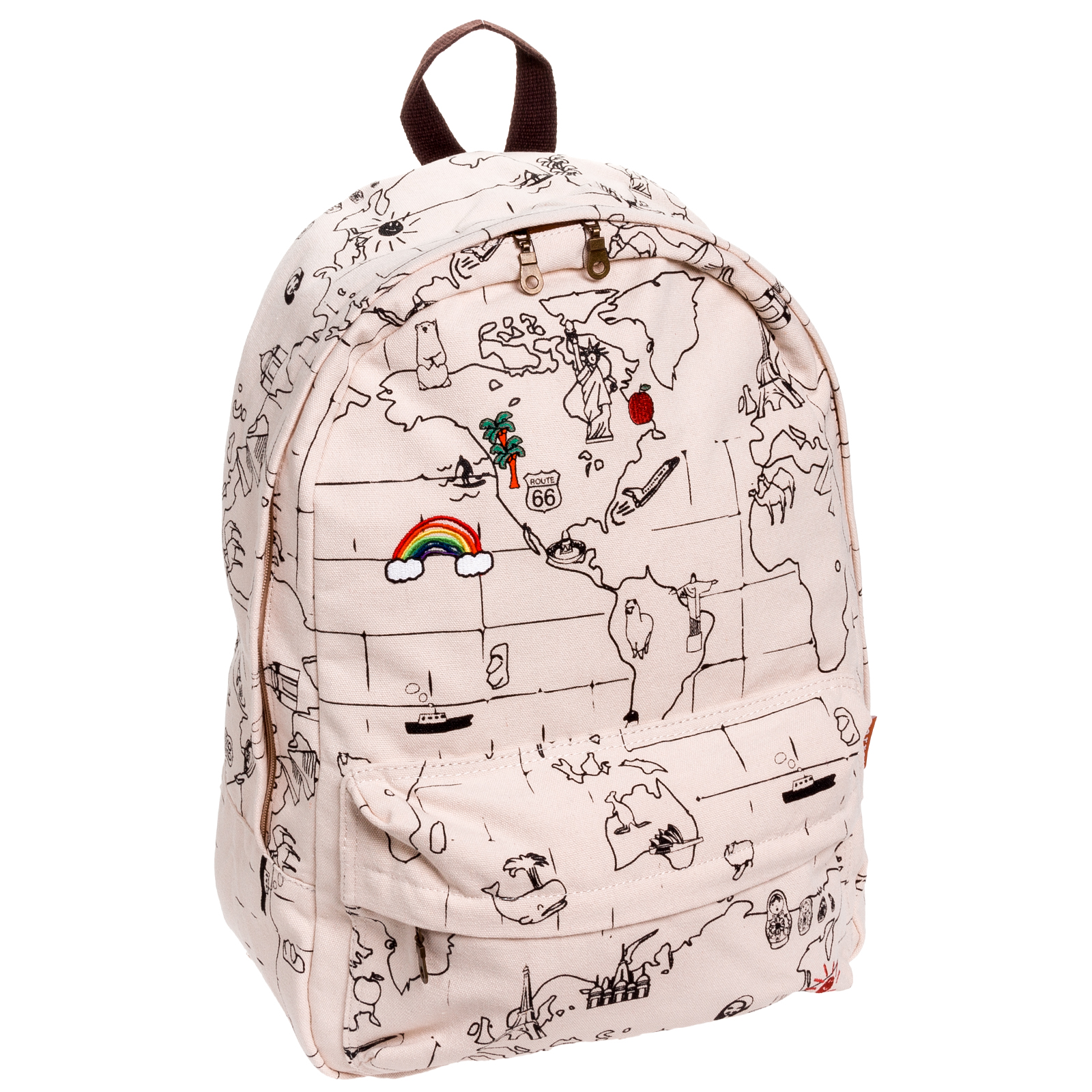... Map Print Canvas Backpack School Bookbag Book Bag (White) at Sears.com