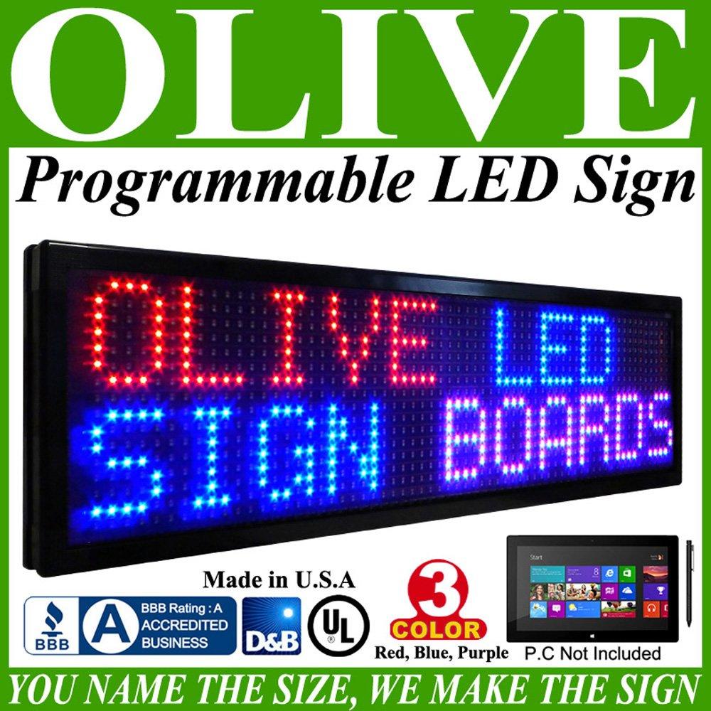 Olive LED Signs 3 Color p26, 69" x 118" (RBP) programmable Scrolling Message board - Industrial Grade Business Tools