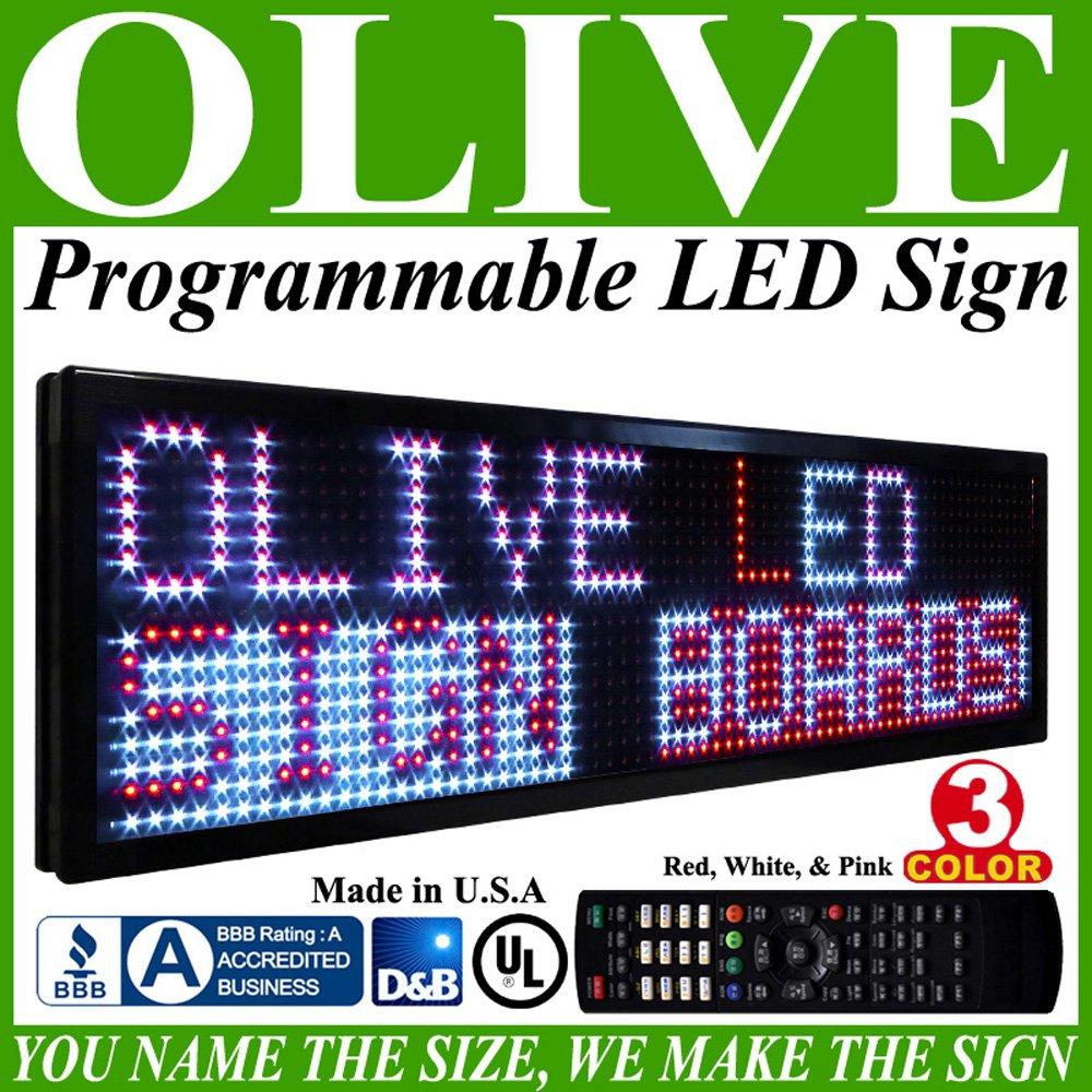 Olive LED Signs 3 Color p15, 22" x 60" (RWP) programmable Scrolling Message board - Industrial Grade Business Tools