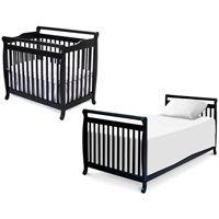 Da Vinci DaVinci Emily Mini 2-in-1Convertible Wood Baby Crib Set With Bed Rail in Ebony at Sears.com