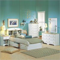 South Shore Newbury Twin Storage Bed 5 Piece Bedroom Set in White Finish