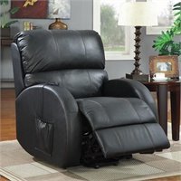 Coaster Top Grain Leather Power Lift Recliner in Black at Sears.com