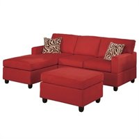 Poundex Bobkona Manhattan Reversible Microfiber 3-Piece Sectional in Red at Sears.com