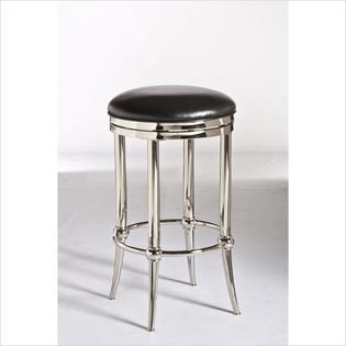 Hillsdale Cadman Backless Counter Stool in Nickel and Black Vinyl Seat - Bar Height Hillsdale Cadman Backless Counter Stool in Nickel and Black Vinyl Seat - Bar Height