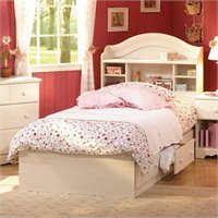 South Shore Summer Breeze Twin Bookcase Headboard and Storage Bed in Vanilla Cream at Sears.com