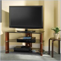 Corner Stand Wood on Bush Furniture Segments Wood Corner Tv Stand In Rosebud Cherry At