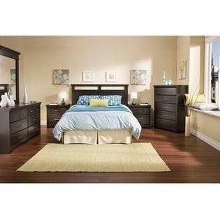 South Shore Versa Wood Panel Headboard 4 Piece Bedroom Set in Black Ebony South Shore Versa Wood Panel Headboard 4 Piece Bedroom Set in Black Ebony