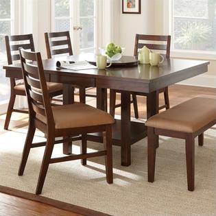 Steve Silver Company Eden Modern Dining Table with Leaf and Lazy Susan in Dark Cherry Steve Silver Company Eden Modern Dining Table with Leaf and Lazy Susan in Dark Cherry
