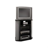 Bush Bush Visions Corner TV Stand in Black with Metal Silver Finish