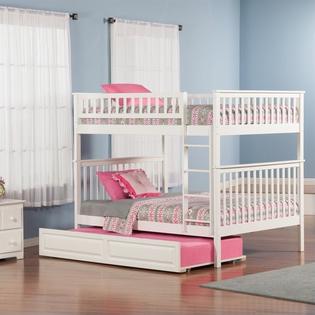 Atlantic Woodland Bunkbed with Twin Raised Panel Trundle Bed in White - Full Over Full Atlantic Woodland Bunkbed with Twin Raised Panel Trundle Bed in White - Full Over Full