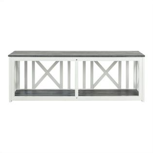 Safavieh Branco Steel and Acacia Wood Bench in White and Grey Safavieh Branco Steel and Acacia Wood Bench in White and Grey