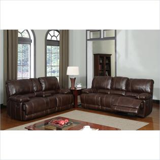 Global Furniture USA 1953 Recliner 2 Piece Sofa Set in Brown Leather - With Console Global Furniture USA 1953 Recliner 2 Piece Sofa Set in Brown Leather - With Console