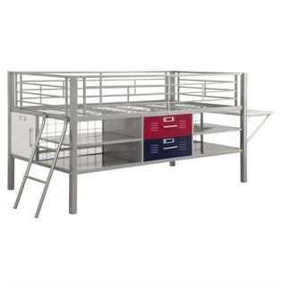 ameriwood dhp junior metal twin loft locker storage bed in red and ameriwood dhp junior metal twin loft locker storage bed in red and