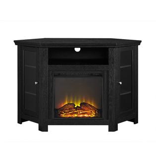 W48FPCRBL Walker Edison 48 Corner Fireplace TV Stand In Black