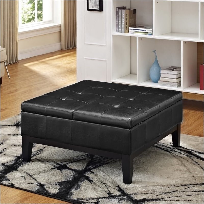 leather ottoman with tray tops storage bench coffee table black leather ottoman with tray tops storage bench coffee table black