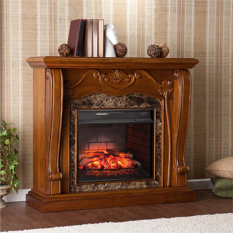 Southern Enterprise Fireplaces Kmart Southern Enterprises Cardona Infrared Electric Fireplace In Walnut