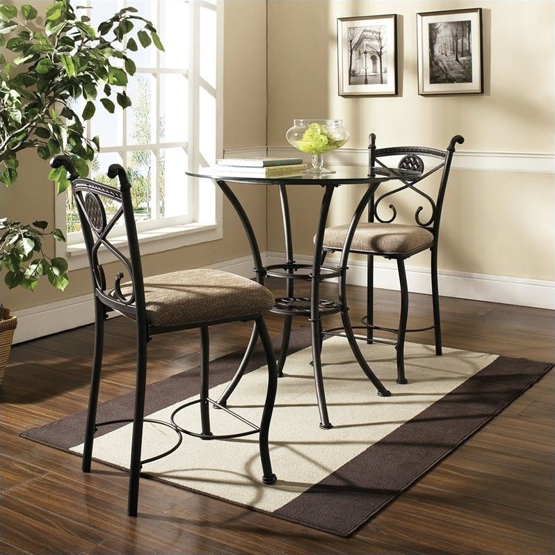 steve silver company brookfield 3 piece round counter dining table in dark metal - Kitchen Table Sears steve silver company brookfield 3 piece round counter dining table in dark metal - Kitchen Table Sears