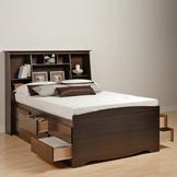 Prepac Black Tall Queen Captain’s Platform Storage Bed with 12 Drawers