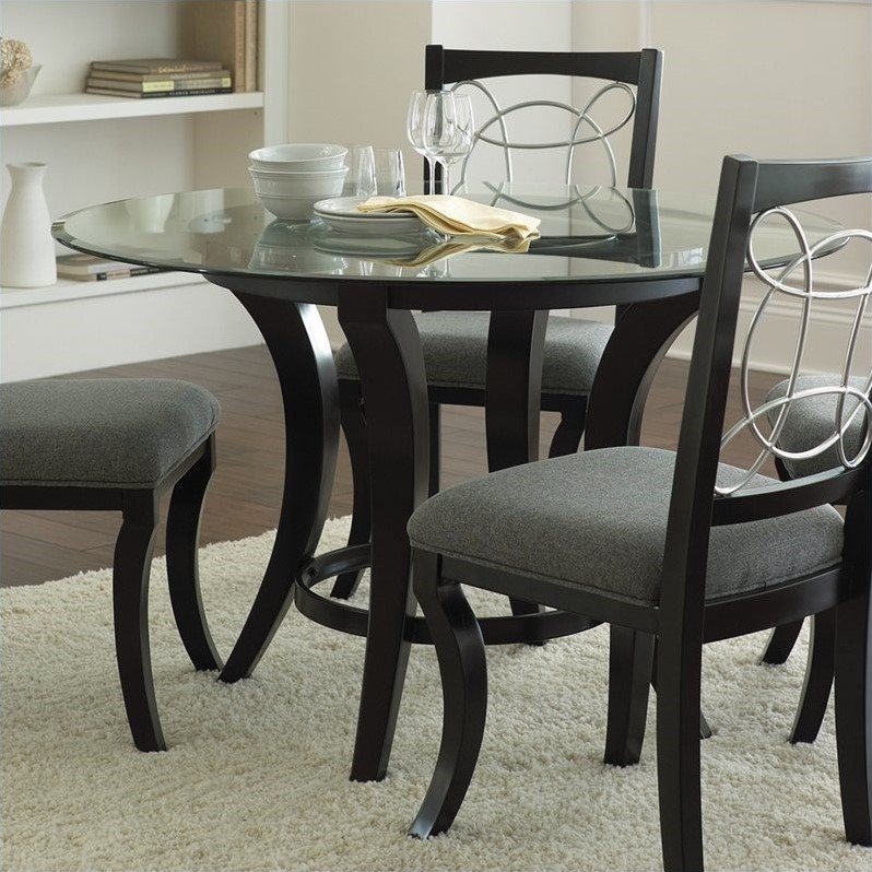36 Glass Round Dining Table Steve Silver Company Cayman Round Dining Table In Black With Glass Top