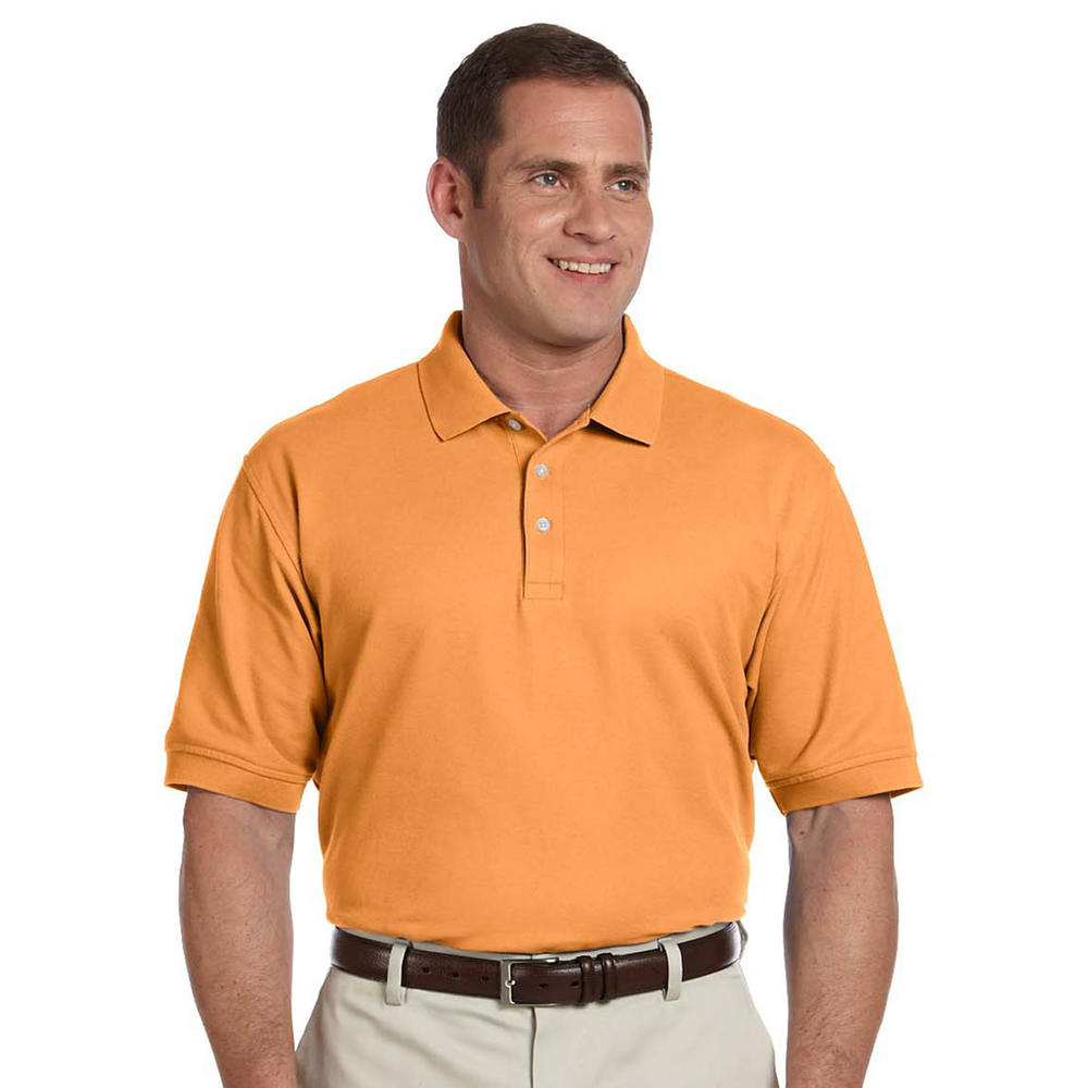 D100 Men's Rib Knit Cuff Pique Short Sleeve Polo Shirt Tangerine-5X