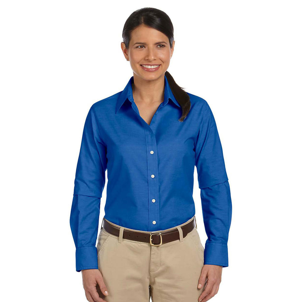 M600W Women's Long-Sleeve Stain-Resist Oxford Shirt French Blue-3X
