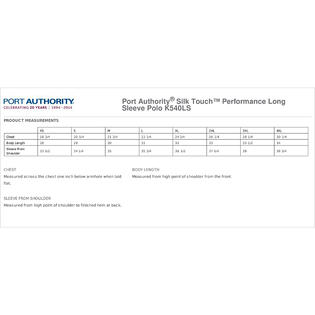 port authority k540ls men s silk touch performance long port authority silk touch polo size chart